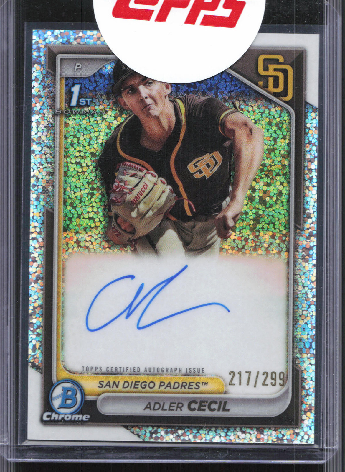 2024 Bowman Chrome #CPA-CA Adler Cecil 1st Speckle Auto #/299