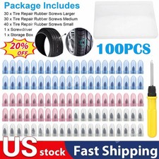 100Pcs Tire Repair Rubber Nails Tyre Puncture Repair Screws Kit w/ Screwdriver