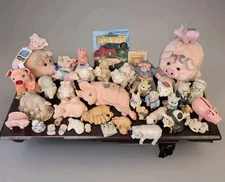 Large Vtg PIG Collection LOT Collectibles Figurines Plush Big Assortment VGC
