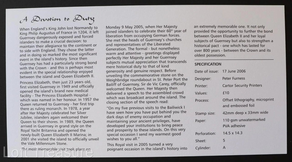 Guernsey Stamps: "Queen Elizabeth II - 80th Birthday" £10 Value Stamp FDC 2006 - Image 3 of 3