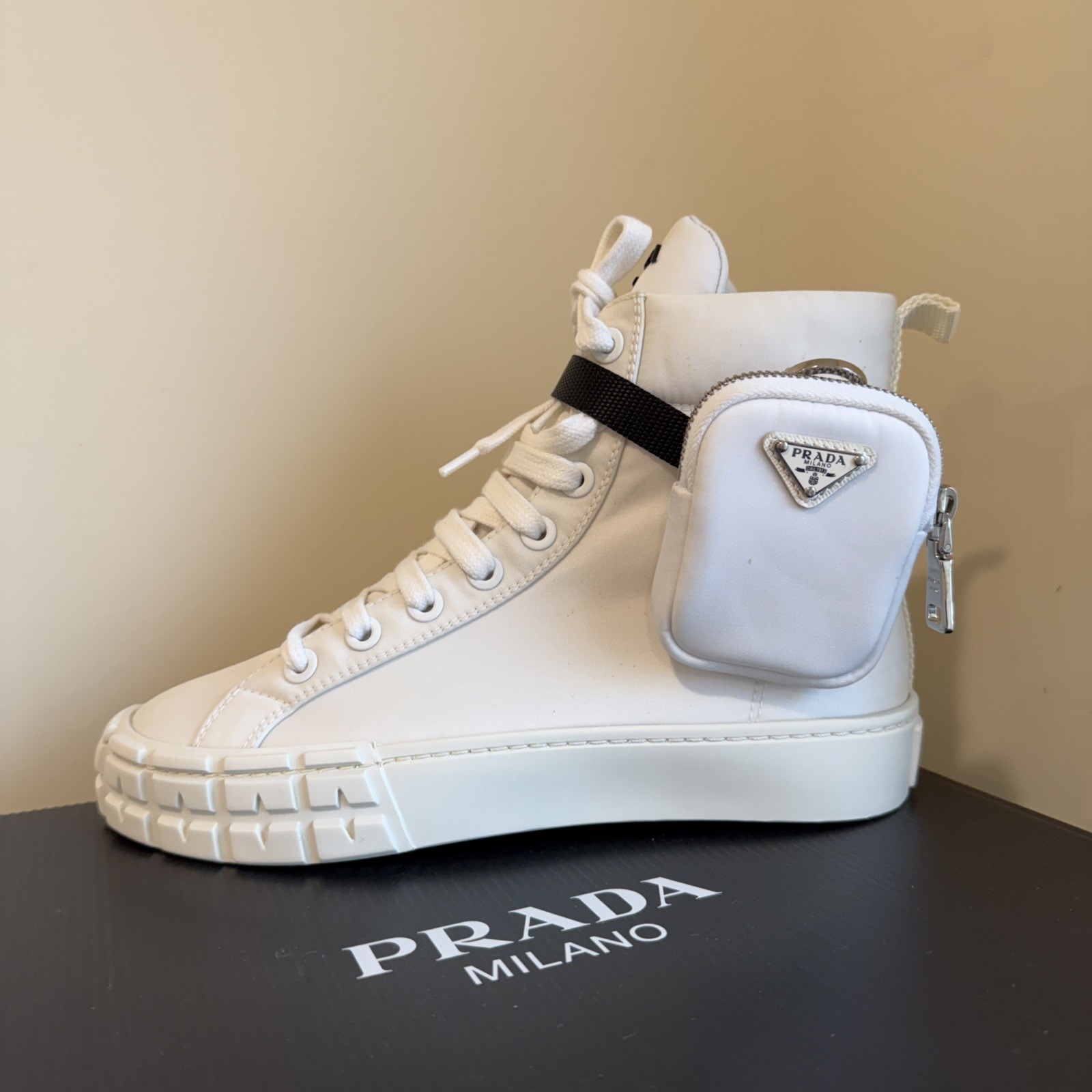 Prada White Combat Boots for Women Size EU39 US9-image