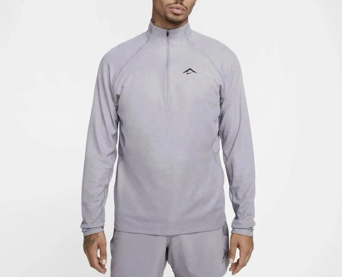 $85 Nike Trail Dri-FIT 1/2-Zip Mid Layer Grey Running Top Size Large FV9994 078