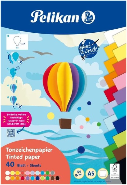 Pelikan Tonpapier Block A5, 40 Blatt In 21 Farben 101974-image