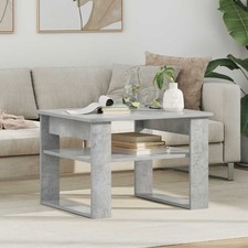 Tavolino da Caffè Grigio Cemento 64x54x44cm Legno Ingegnerizzato Moderno Rettangolare Portaoggetti