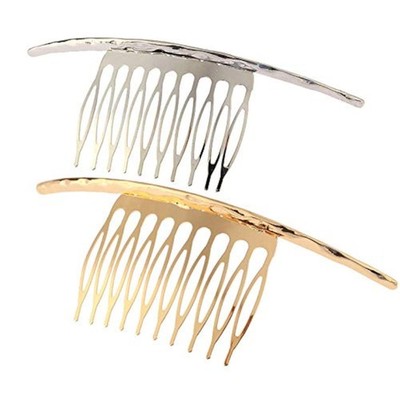 2Pcs French Twist 10 Teeths Comb Alloy Metal Bridal Wedding Hair Side Comb
