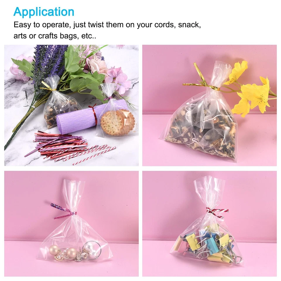 750 peças gravatas de torção de folha 8" gravata de fechamento de plástico para pão doce tom de prata - Imagem 4 de 4