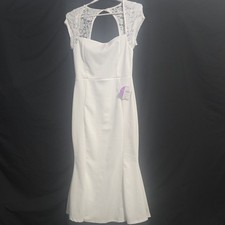Windsor White Lace Cap Sleeve Square Neck Mermaid Midi Dress Size M