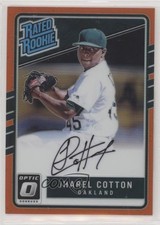2017 Donruss Optic Rated Rookies Base Orange Prizm 33/99 Jharel Cotton Auto d4m
