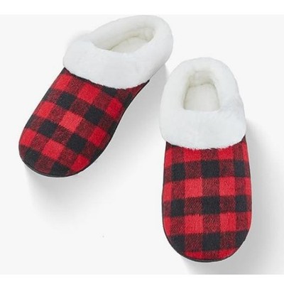 Cotton Slippers Plush Lining&Collar, NonSlip SIZE 8 to 8 1/2