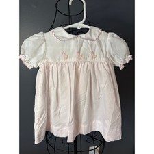 Petit Ami Baby Girl's Short Sleeve Embroidered Bunny Dress 3M