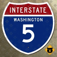 Washington Interstate route 5 highway marker road sign Seattle 1957 12x12