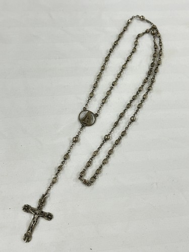 Antique French Art Nouveau Early 1900’s sterling silver holy rosary - Picture 2 of 3