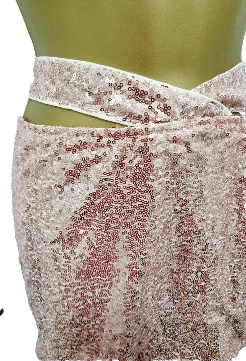 Rebellious Fashion Party Micro Mini Skirt in Gold Sequin Size