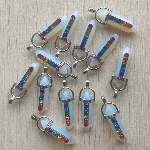 100 piezas Collar Colgante Chakra Reiki de 7 Colores Piedra de Ópalo Hexagonal Punta Hágalo usted mismo - Imagen 4 de 10