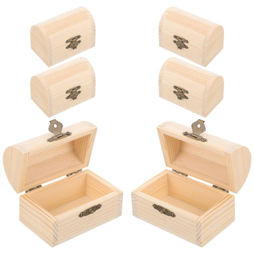 6 Pcs Wooden Box Travel Treasure Chest Unfinished Boxes for Crafts - 第 11/12 張圖片