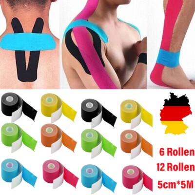 12 Rollen Elastisches Kinesiologie Tape Sport Kinesiology Physiotape Tape 5cmx5m