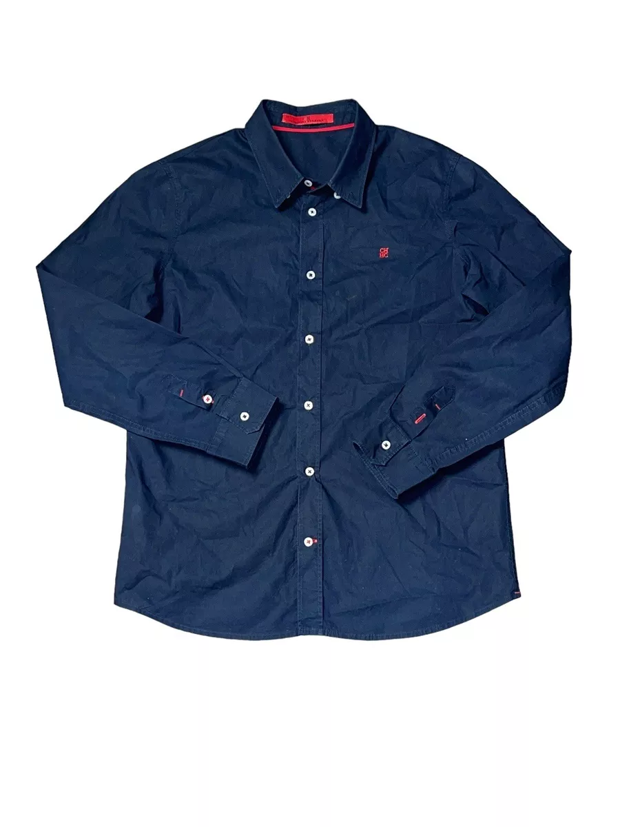 CH Carolina Herrera Boys 10 Navy Long Sleeve Button Down Casual Dress Shirt
