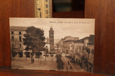 Antique Postcard Pescara Piazza Garibaldi e Corso G. Manthone