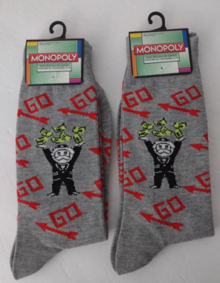 2 Pair Monopoly Go Crew Socks Rich Uncle Pennybags Unisex One Size Planet Sox