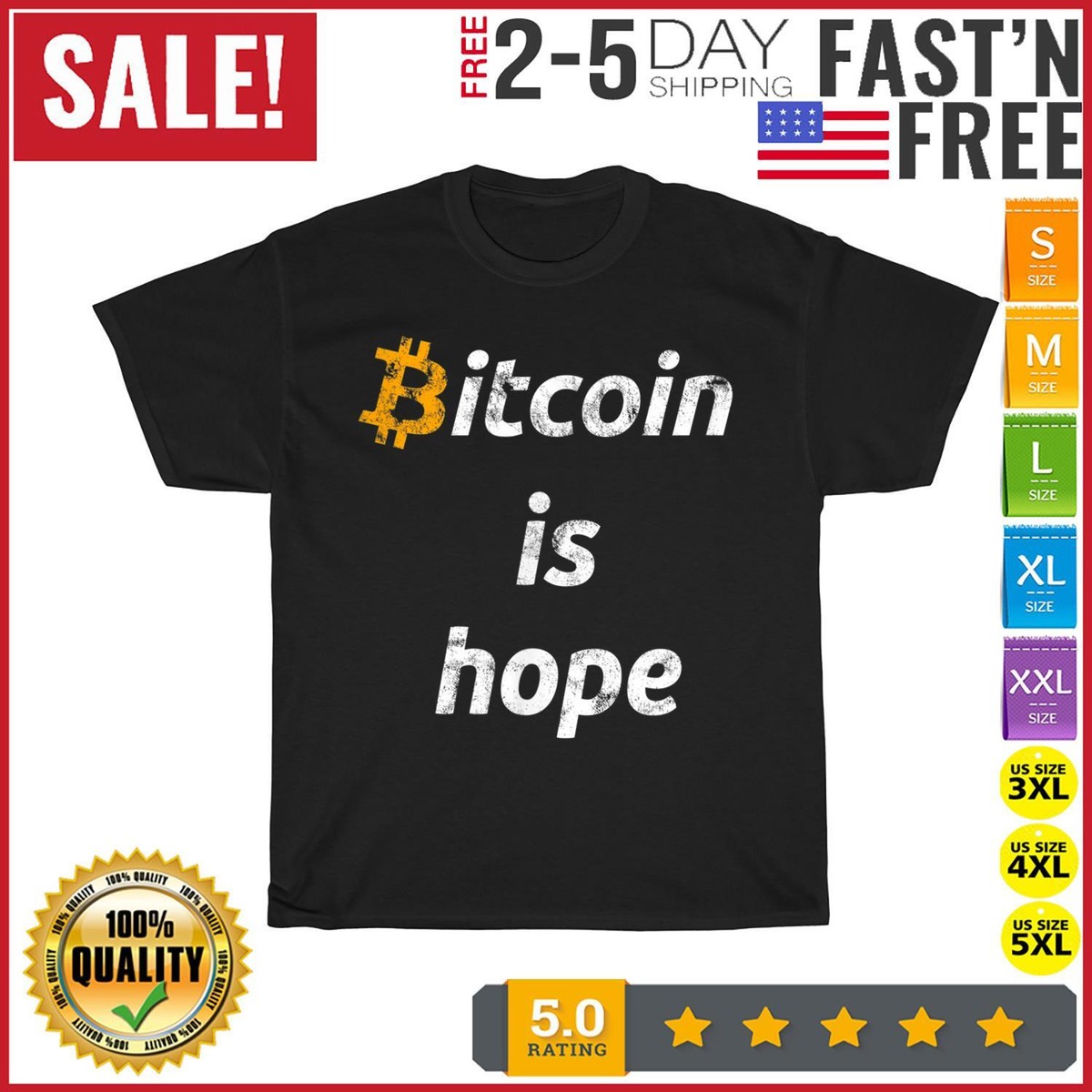 Bitcoin is Hope Vintage T Shirt Men Fashion 2023 Women T Shirt Short Sleeve  NEW | eBay