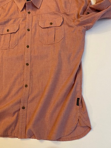Mens Prana Long Sleeve Shirt Coral Pink Flap pockets Made In India XL EUC - Picture 7 of 15