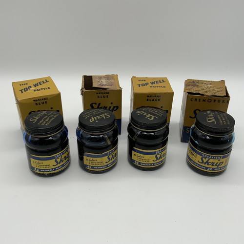 Sheaffer's Skrip 42 Blau 62 Schwarz 22 Permanent Blau Schwarz Tinte 2 Unzen Menge 4 Neu aus altem Lagerbestand