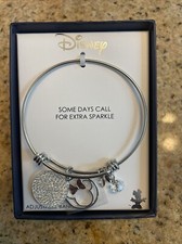 Disney Silver Mickey Mouse Icon Adjustable Bracelet New In Gift Box