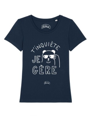T-Shirt Damen Kurzarm T'INQUIETE JE GERE Farbe Marineblau