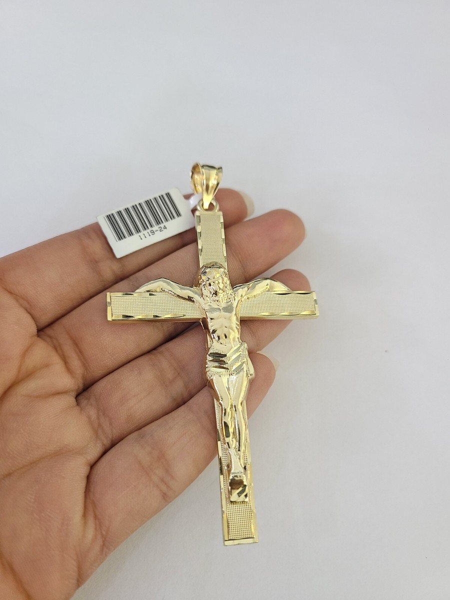 JESUS CHARM 10K ジーザス10k メレダイヤ 10k Jesus Crucifix Cross Charm Pendant Religious REAL 10Kt Yellow