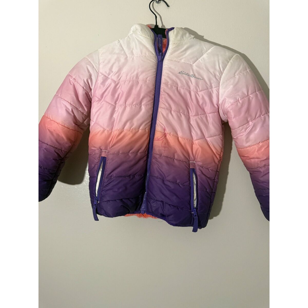 ジャケット・アウター 00s Eddie Bauer reversible puffer jacket Eddie Bauer Puffer Jacket Kids Size XS 5/6 Black Gray