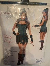 New Starline Lovely Robin Archer Costume Adult Size Medium Dress Hat Nckpce Cffs