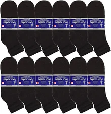 3-12 Pairs Mens Ankle/Quarter Circulatory Diabetic Health Black Socks Size 9-15