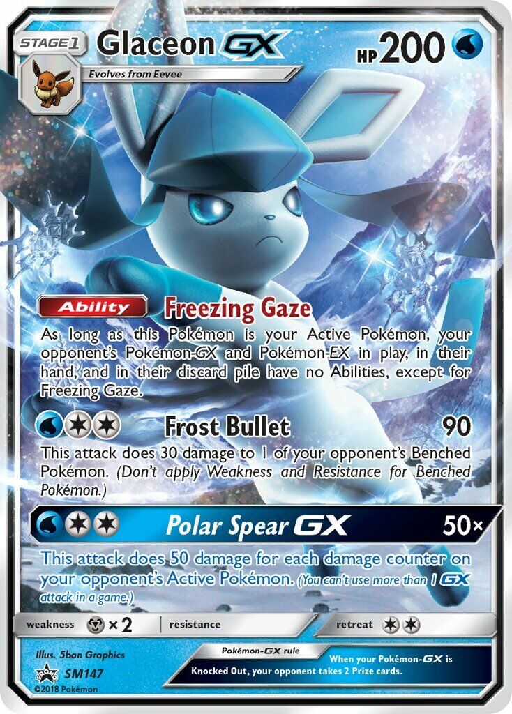 Glaceon GX SM147 - Black Star Promo - Holo Rare Pokemon Card Glaceon GX SM147 - Black Star Promo - Holo Rare Pokemon Card