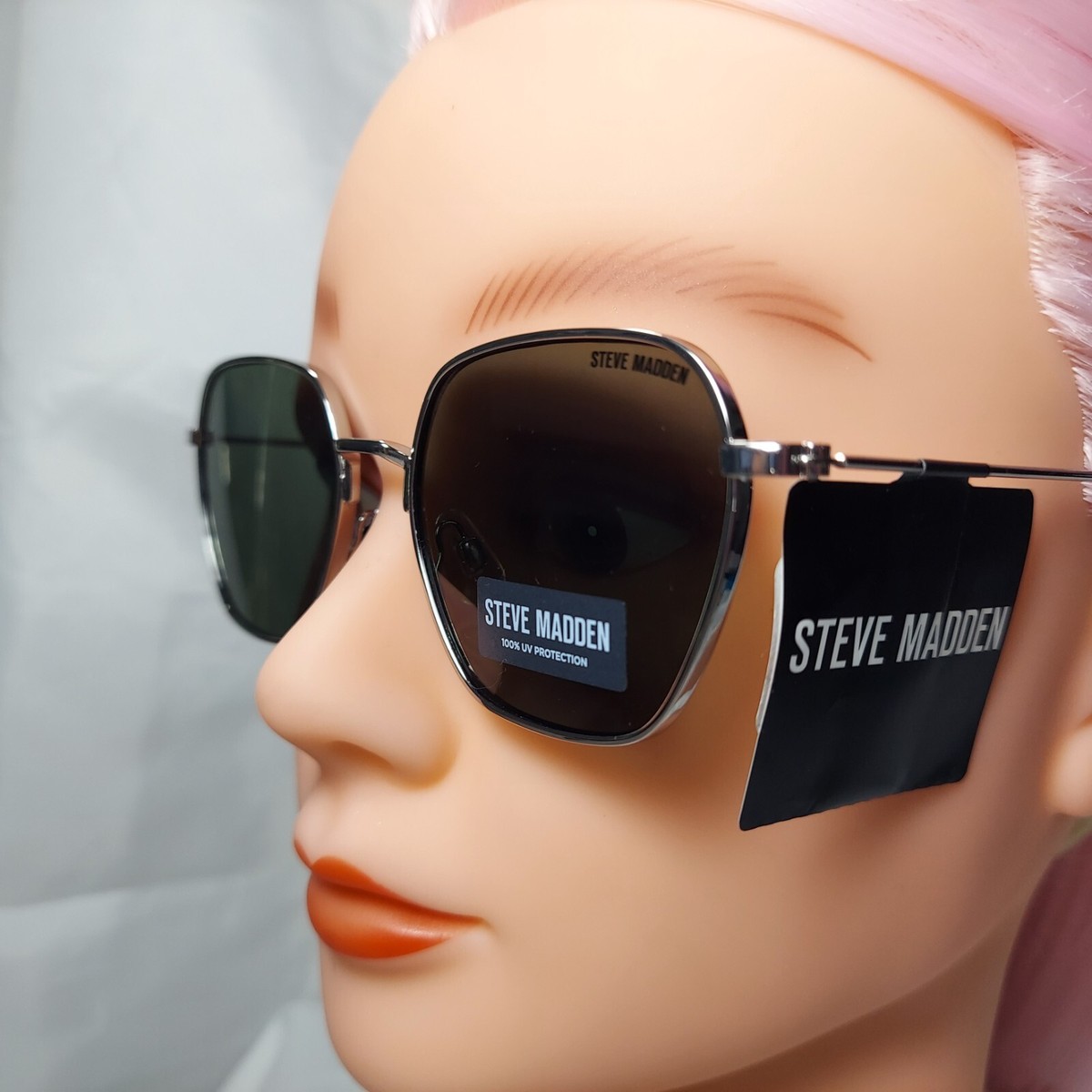 Steve Madden Sunglasses Steve Madden Black Square Sunglasses with Silver-Tone Accents main image 2