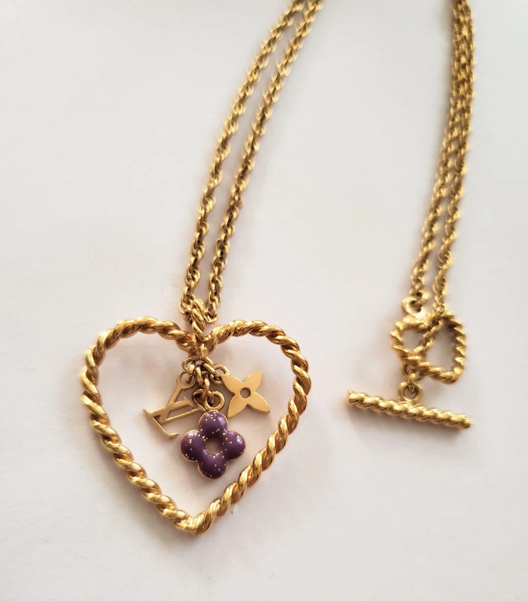 Louis Vuitton Purple Monogram Heart Pendant Necklace