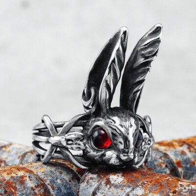 Sculpt Rings  Villain Bunny Rabbit Punk Ring in Edelstahl - US-Größe 7-13