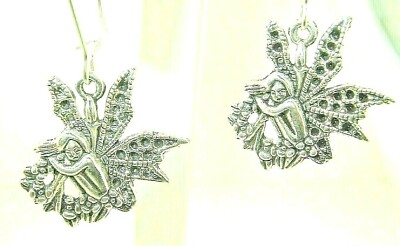 New  Wonderful  FAIRY  Pixie  Silver-tone Drop Dangle Earrings  1-1/2'' Long