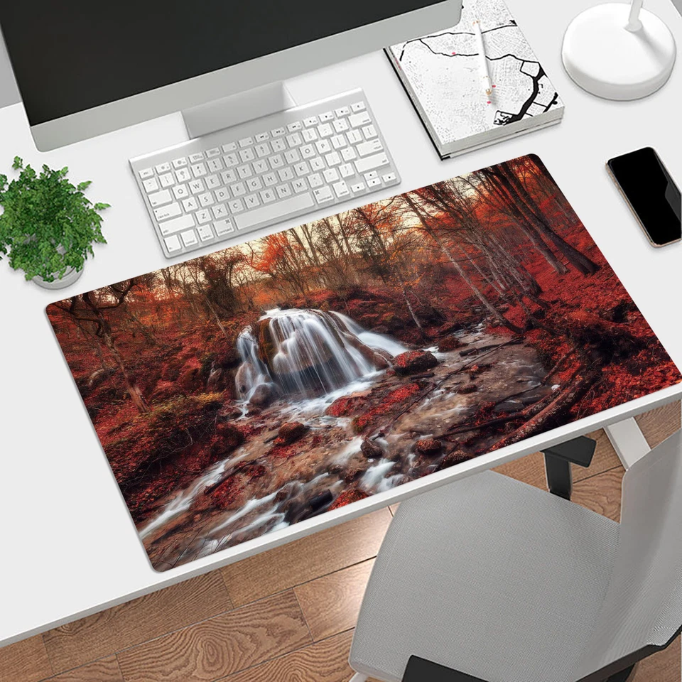 Fall Forest Mouse Pad Autumn Orange Desk Mat for Keyboard and Mouse Desk Pad - Image 2 of 4