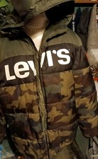 Levi's Youth Camo Puffer Jacket Size 12/13 Yrs Medium Green And Camo Zip W/Hood