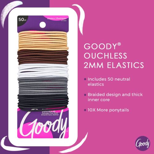 Goody Ouchless elastisches Haargummi - 50 Stück neutrale Farben - 2 mm für feine bis m... - Bild 2 von 5