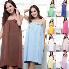 Bath Towel Women Microfiber Shower Robe Bowknot SPA Absorbent Body-Wrap Towel US