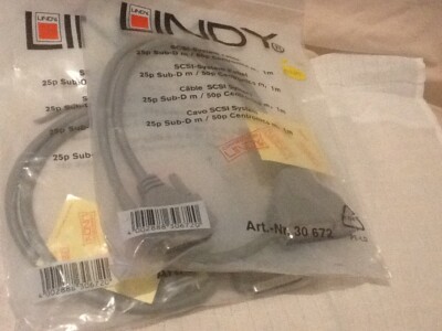 PAAR LINDY SCSI SYSTEMKABEL 25P SUB D M / 50P CENTRONICS 1M.