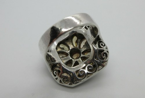 Anello ARGENTO 925 con 9 Quarzi citrino taglio Brillante e Marquise e Marcasite - Foto 7 di 10