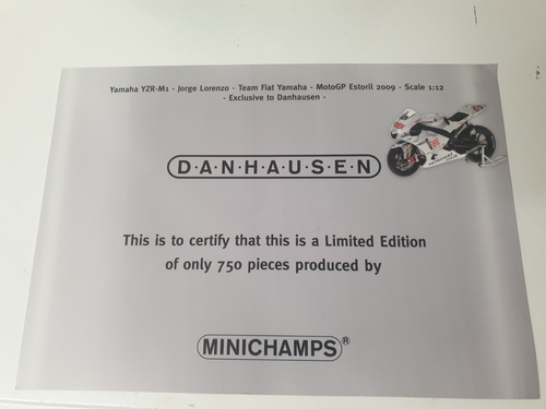 1/12 Minichamps 2009 Jorge Lorenzo Yamaha Estoril SIGNED with COA - Picture 3 of 9