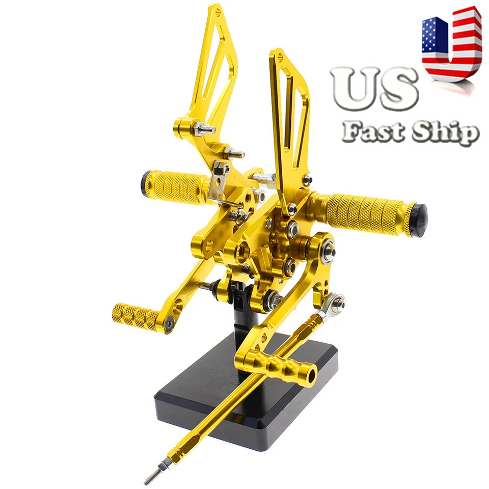 Juego de estriberas traseras CNC reposapiés de pedal para Suzuki GSXR750 2000 2001 2002 2003 dorado Foto 2 de 4