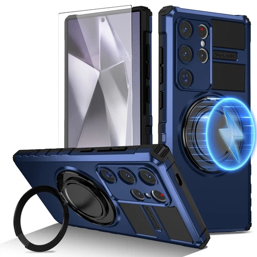 For Samsung Galaxy S24/S25/S26 Ultra Rugged Armor Phone Case + Screen Protector