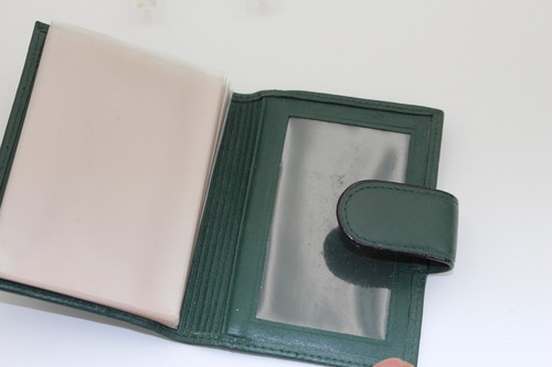 Vtg Buxton Velvet Touch Cowhide Green Leather Card Holder Bifold ID Wallet - Picture 5 of 5