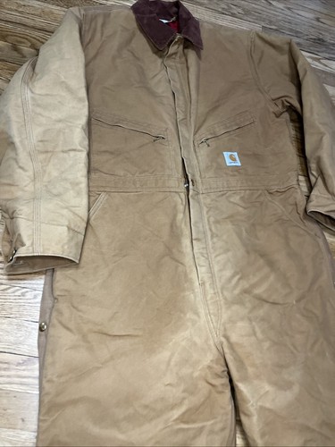 Carhartt Coveralls Canvas Duck Arctic Quilt Lined Insulated Workwear USA 48R - Picture 3 of 11