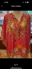Johnny Was 100 Silk Pink Floral Butterflies Tassel Women's Kimono One Size