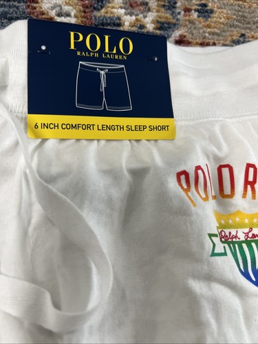 Neu mit Etikett Polo Ralph Lauren Herren Gr. XL weiß Baumwollmischung Schlafshorts 6 Zoll mit Taschen - Bild 2 von 5
